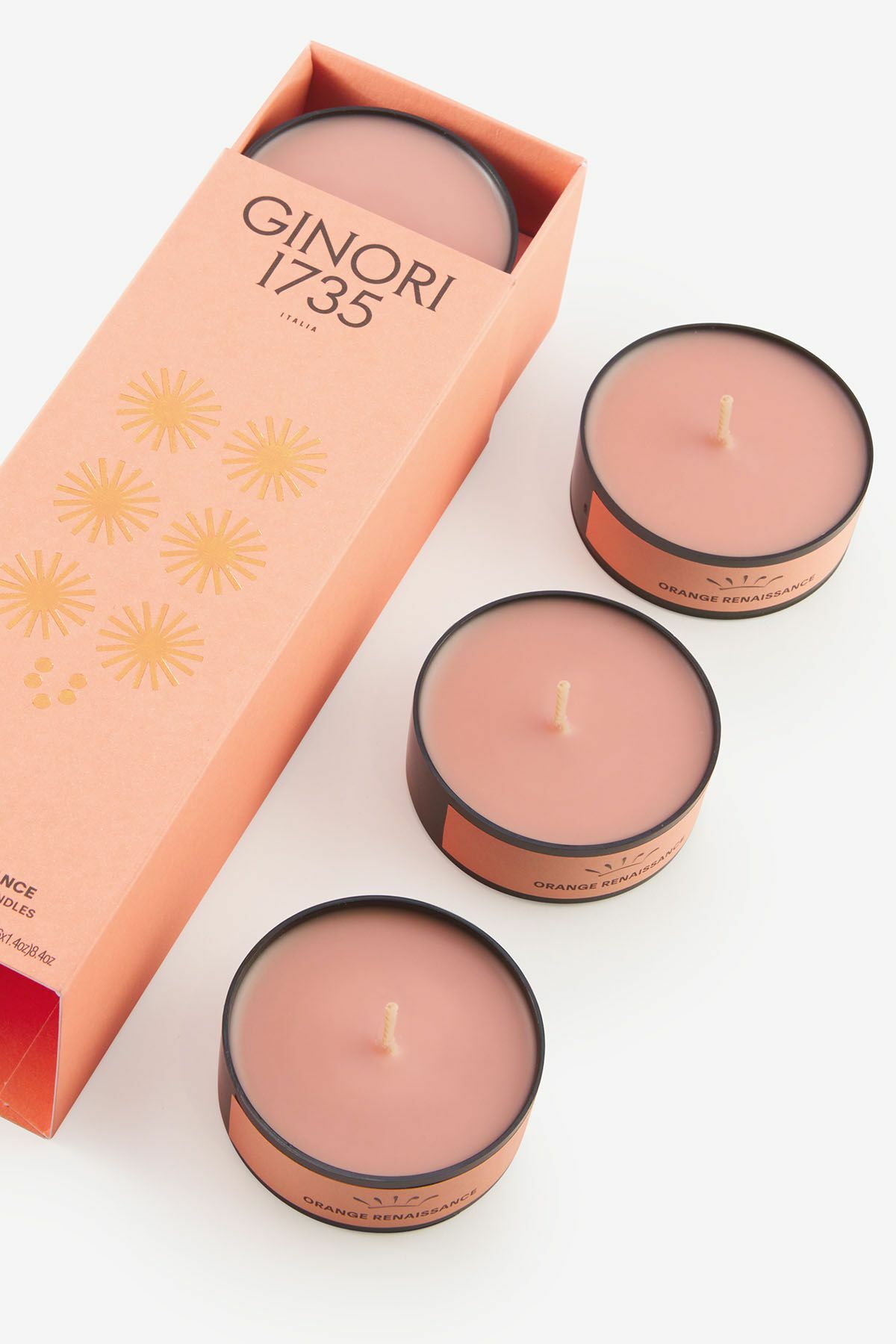 GINORI 1735 orange renaissance scented tea light candles refill 