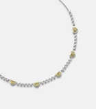 Kamyen Twin Heart 18kt white gold and enamel choker with diamonds