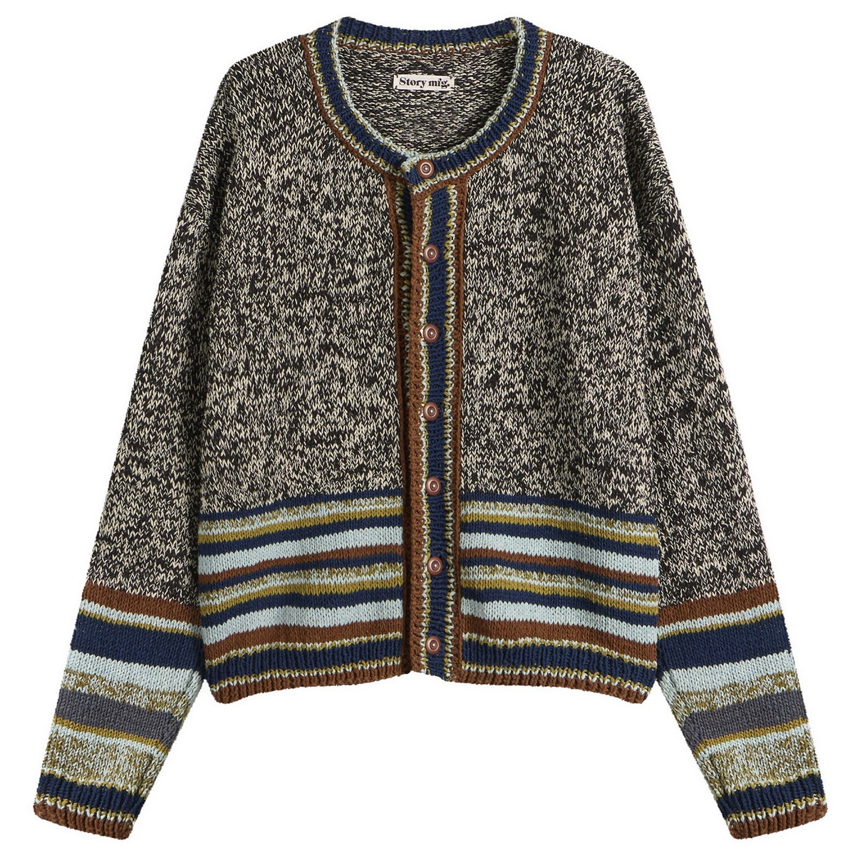Story mfg. Men's Hand Knit Root Cardigan in Oakmoss