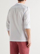 Frescobol Carioca - Felix Camp-Collar Striped Cotton and Silk-Blend Shirt - Blue