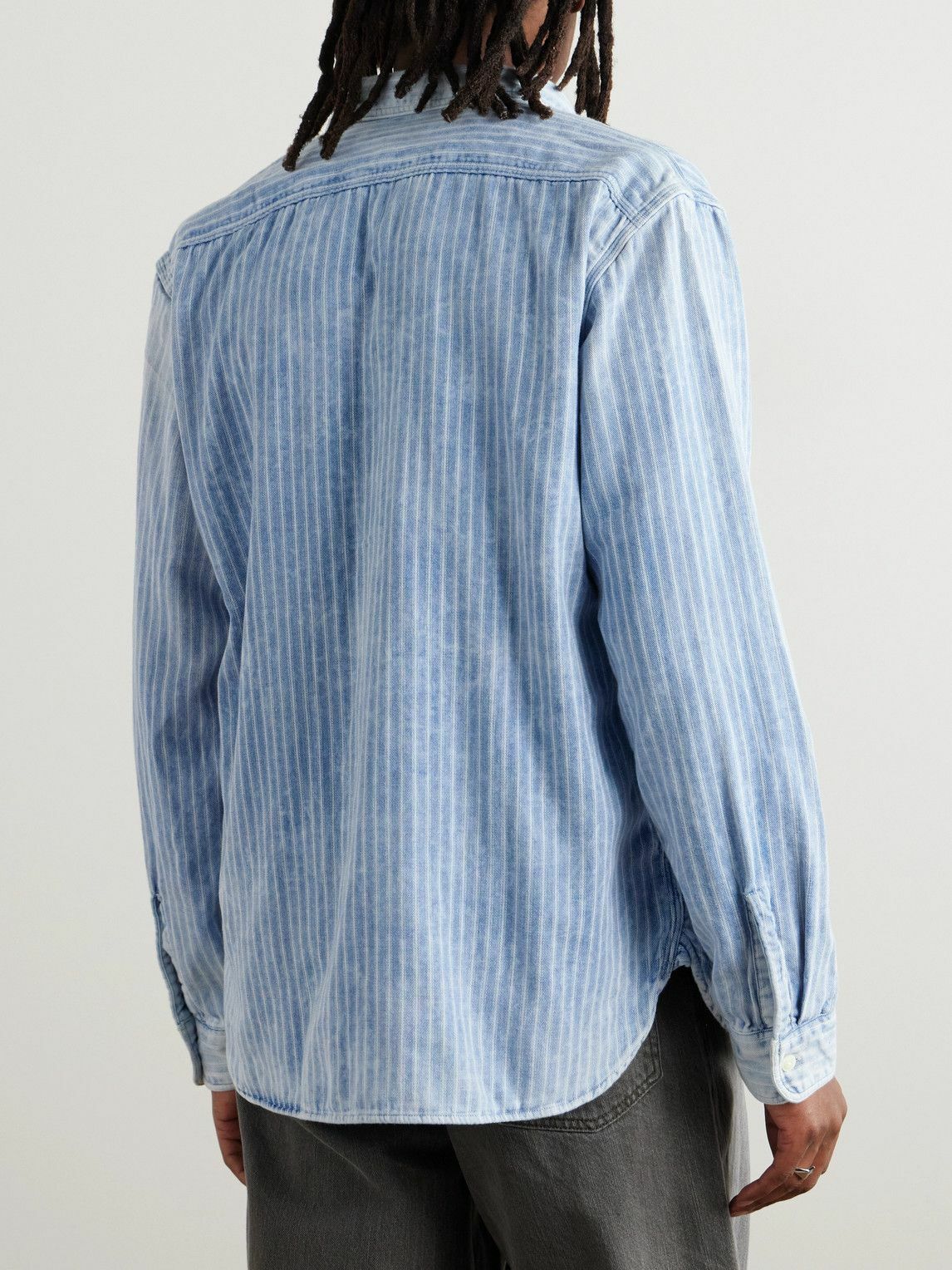 トップス RRL denim shirt stripe ralph lauren RRL - Cameron Striped Denim Shirt - Blue RRL