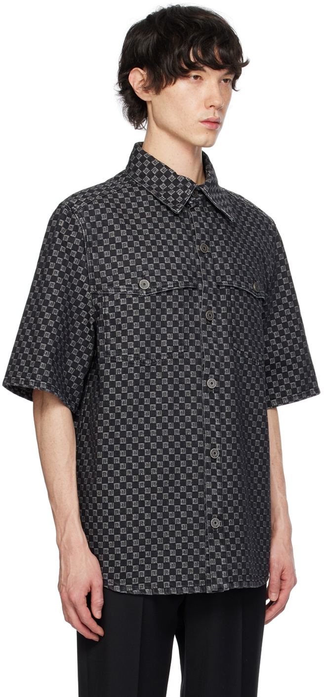 Balmain Black Jacquard Denim Shirt Balmain