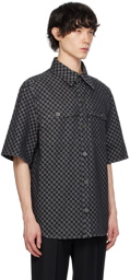 Balmain Black Jacquard Denim Shirt