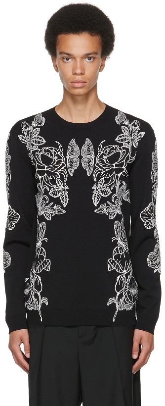 Photo: Valentino Black Jacquard Blooming Sweater
