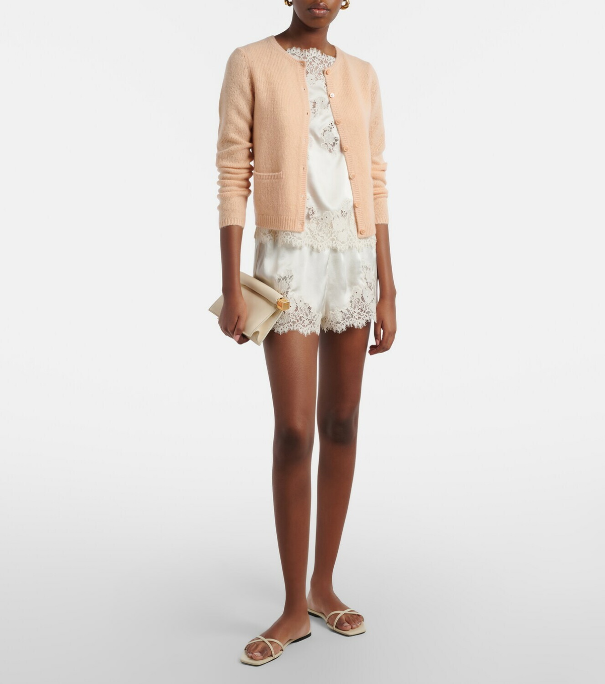 Dôen Iona lace-trimmed silk shorts