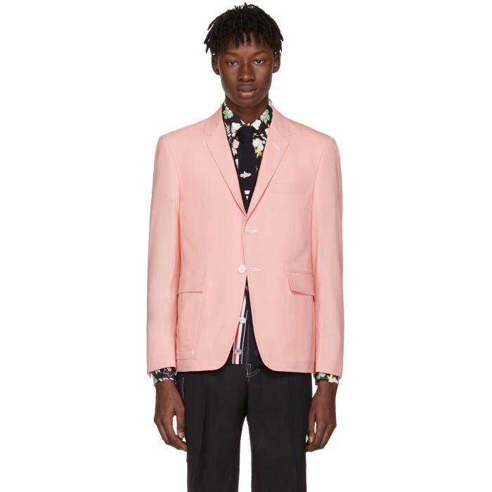 Photo: Thom Browne Pink Constructed Square Pocket Blazer