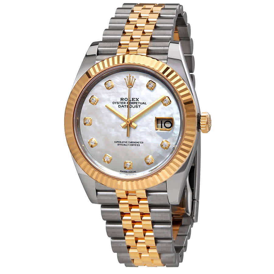 Rolex Datejust 41 White Mother of Pearl Dial Automatic Mens Steel and 18K Yellow Gold Jubilee Watch 126333MDJ