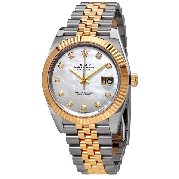 Photo: Rolex Datejust 41 White Mother of Pearl Dial Automatic Mens Steel and 18K Yellow Gold Jubilee Watch 126333MDJ