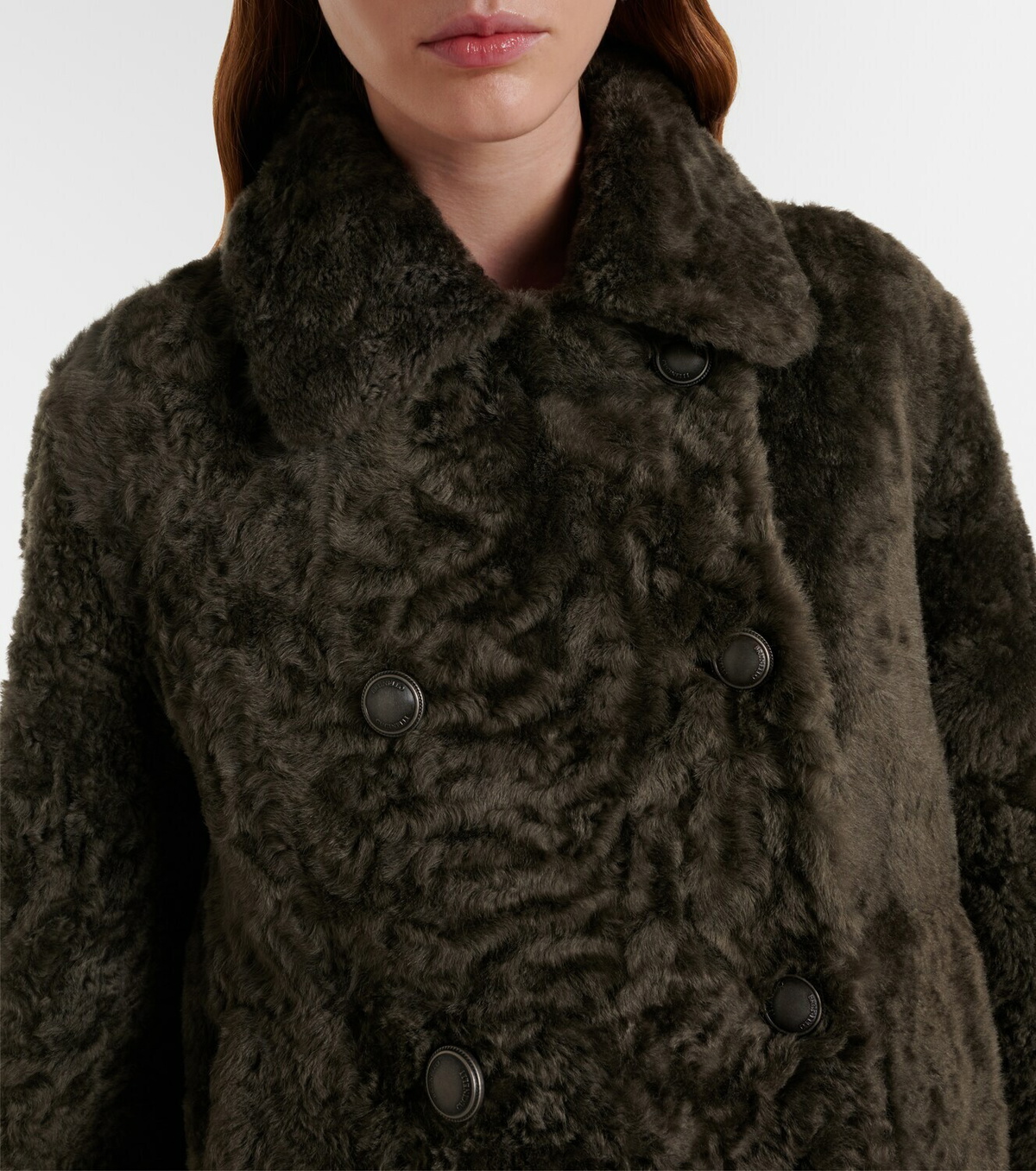 Brunello Cucinelli Cropped double-breasted shearling jacket