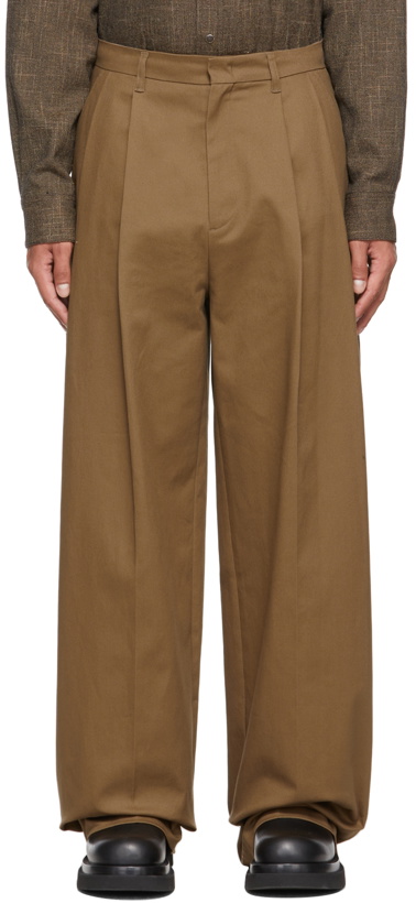 Photo: System Brown Cotton Pleated Trousers