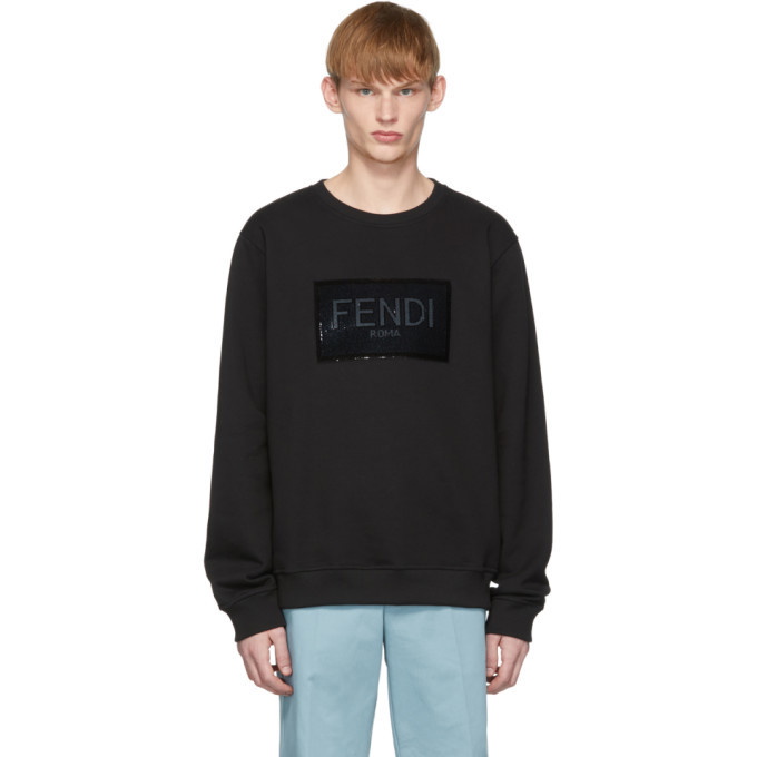 Photo: Fendi Black Sequined Logo Sweatshirt