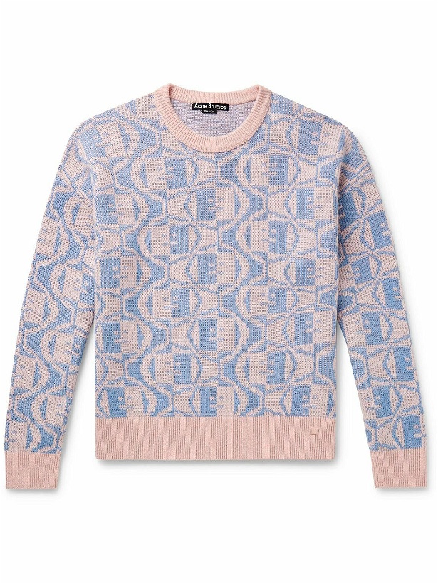 Photo: Acne Studios - Katch Jacquard-Knit Wool and Cotton-Blend Sweater - Pink