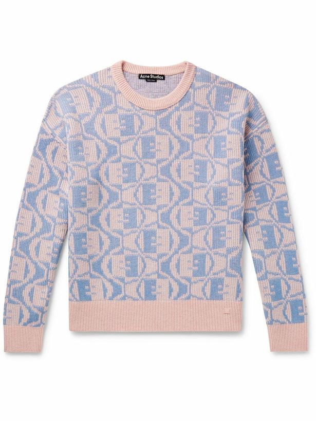 Photo: Acne Studios - Katch Jacquard-Knit Wool and Cotton-Blend Sweater - Pink