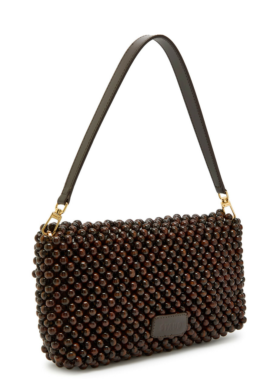 Staud Timmy Beaded Shoulder bag - Dark Brown - One Size