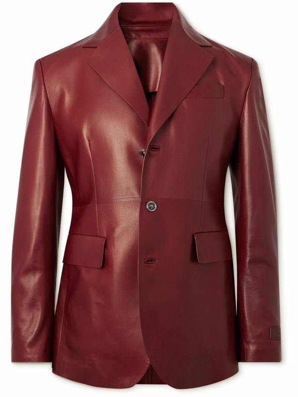 Photo: Versace - Slim-Fit Leather Blazer - Red