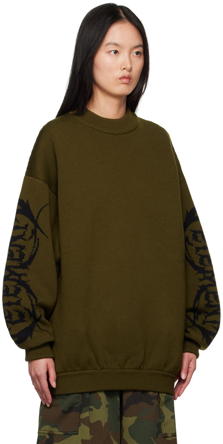 VETEMENTS Khaki Jacquard Sweater