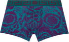 Versace Underwear Blue Barocco Boxers