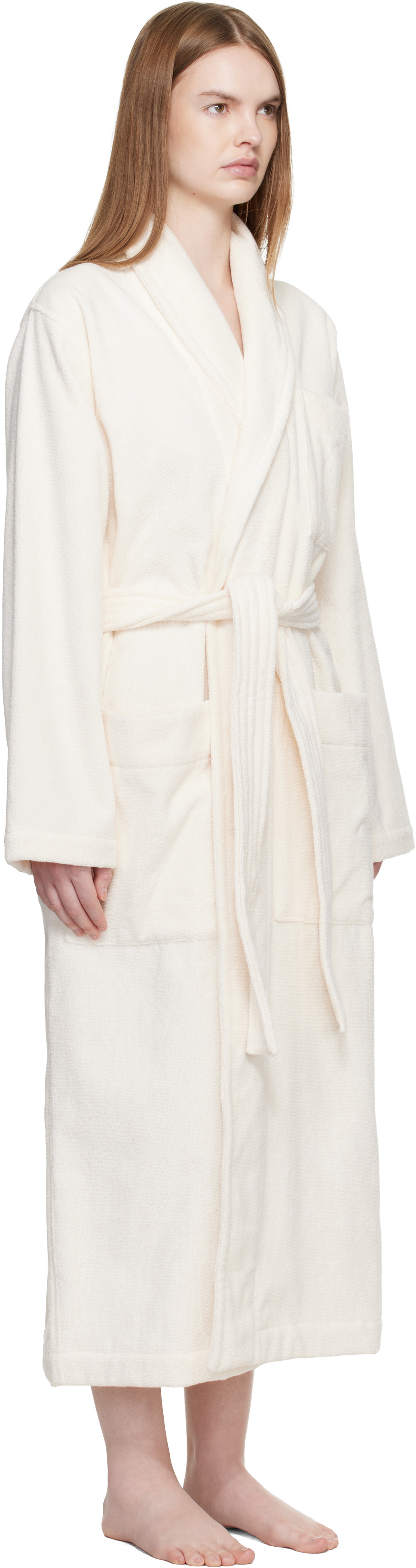 Tekla Off White Terry Classic Bathrobe