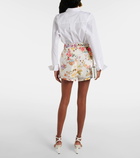 Camilla Sew Yesterday floral lace-trimmed linen shorts