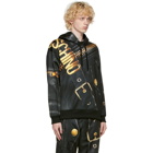 Moschino Black and Gold Leather Print Hoodie