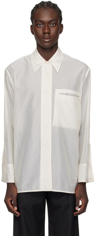 Photo: LOW CLASSIC Off-White See-Through Stitch Shirt
