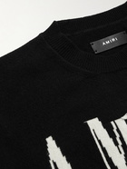 AMIRI - Distressed Logo-Intarsia Cashmere Sweater - Black