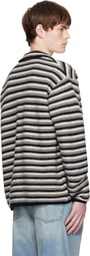 We11done Multicolor Black Stripe Embroidered Cardigan