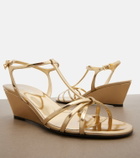 Prada Metallic leather wedge sandals