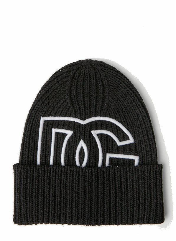 Photo: Dolce & Gabbana - Logo Embroidery Beanie Hat in Black
