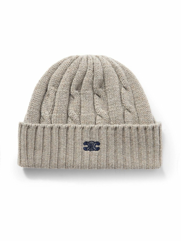 Photo: CELINE - Logo-Embroidered Cable-Knit Cashmere Beanie