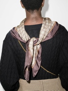Gucci Neutral GG Horsebit Print Silk Scarf