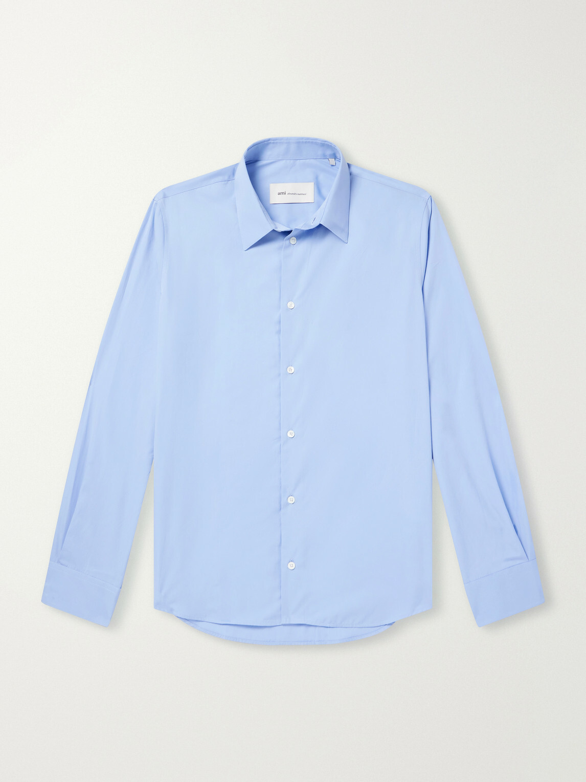AMI PARIS - Tailor Logo-Embroidered Cotton-Poplin Shirt - Blue