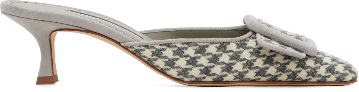 Manolo Blahnik Gray & White Maysalebi Heels