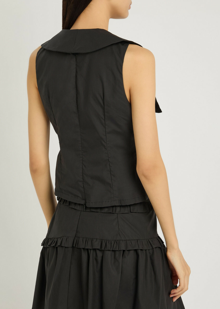 Sister Jane Birdie Collared Poplin Vest Black