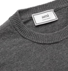 AMI - Logo-Embroidered Wool Sweater - Men - Gray
