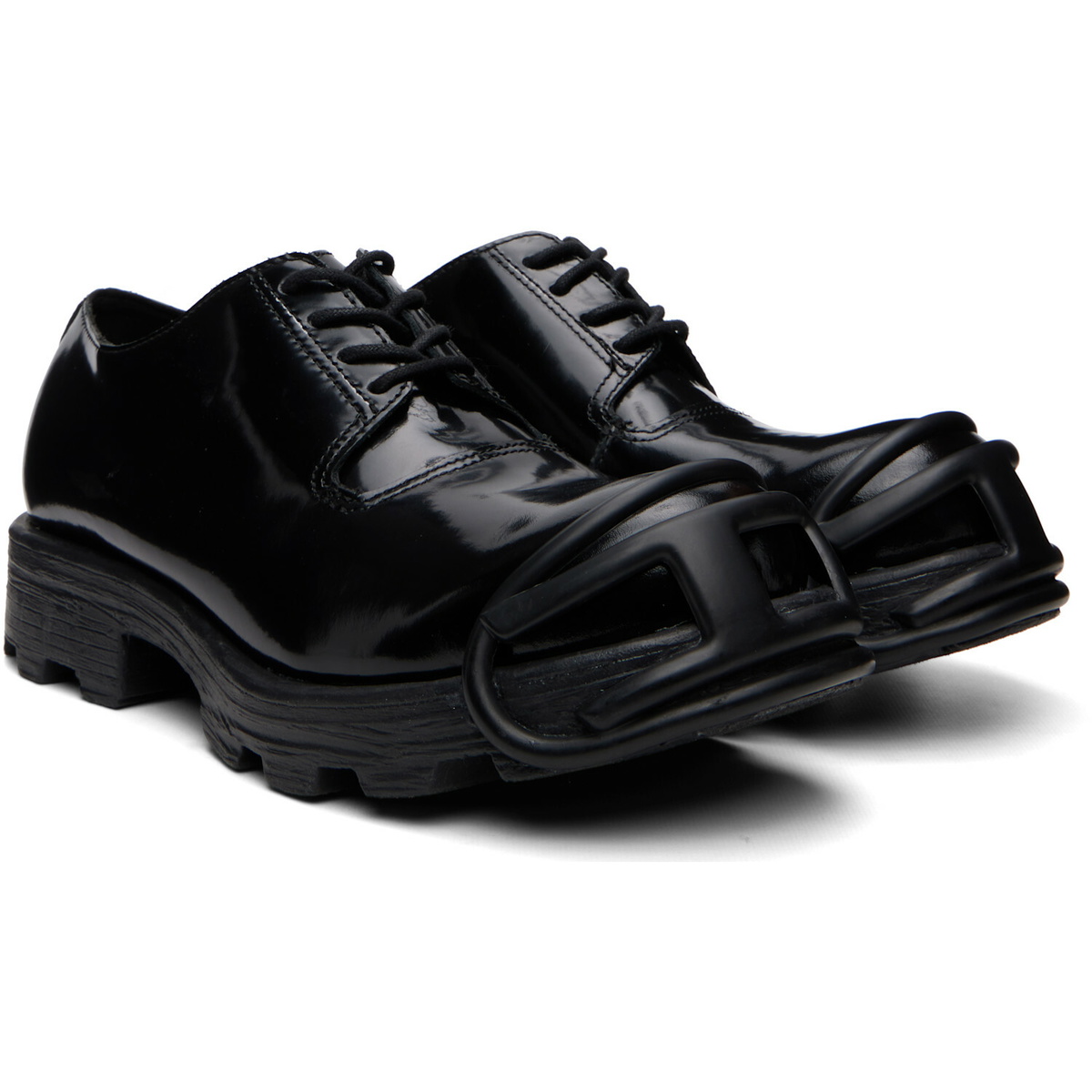 Diesel Black D-Hammer-Leather Lace-Up Oxfords