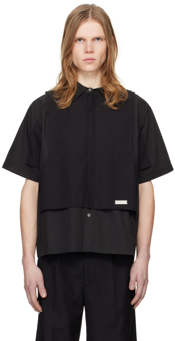 C2H4 Black Intervein Layered Shirt C2H4