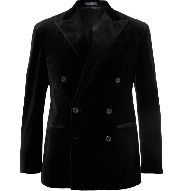 Photo: Polo Ralph Lauren - Black Double-Breasted Velvet Blazer - Men - Black