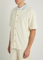 DRÔLE DE Monsieur Monogramme Terry Cotton Shirt Off White