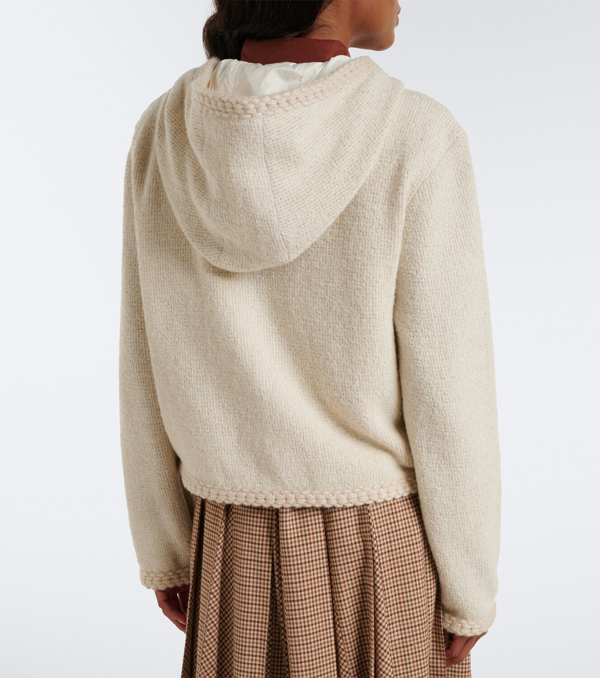 Moncler Hooded waffle-knit cardigan