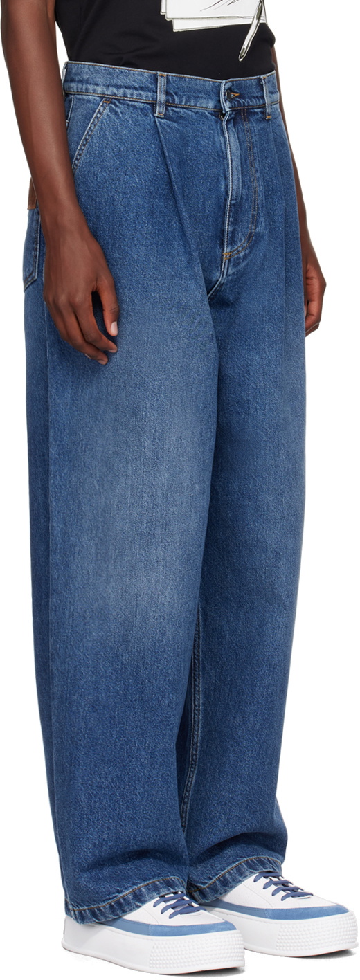 Moschino Blue Pleated Jeans