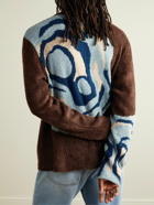 The Elder Statesman - Ollio Intarsia-Knit Bouclé Sweater - Brown