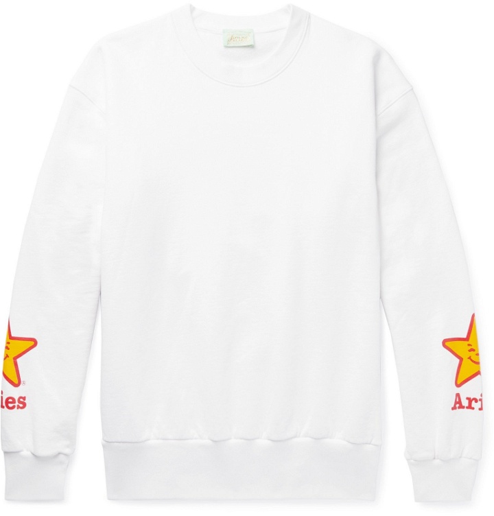 Photo: Aries - Fast Food Logo-Print Fleece-Back Cotton-Jersey Sweatshirt - White