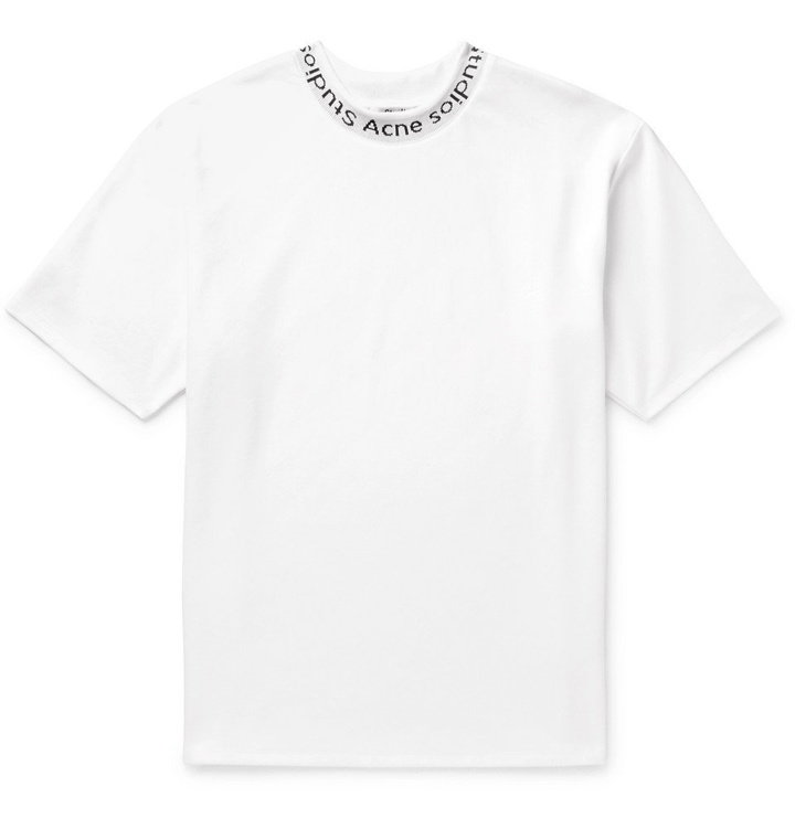 Photo: Acne Studios - Navid Logo-Print Stretch-Jersey T-Shirt - Men - White