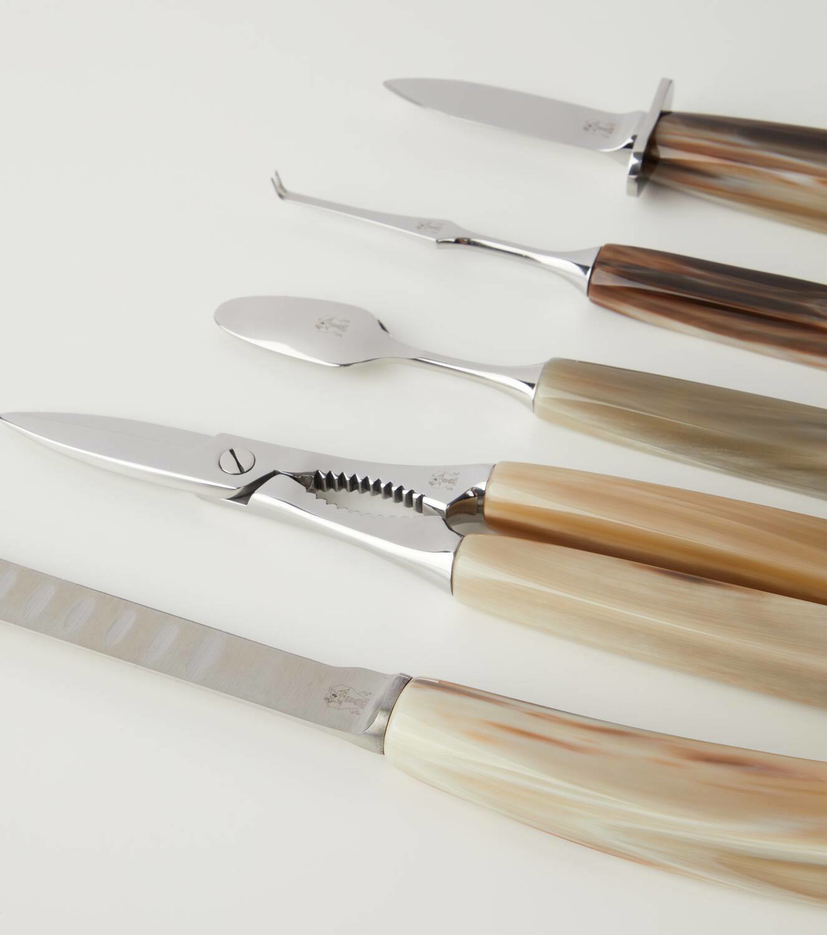 Brunello Cucinelli Horn and stainless steel cutlery set for crudités