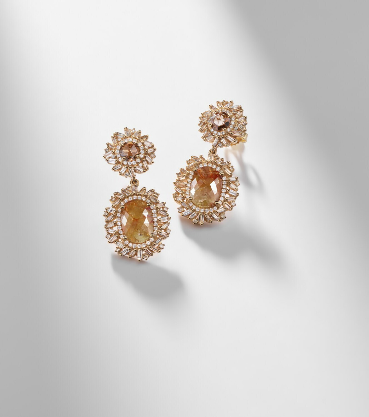 Suzanne Kalan Doublet 18kt gold drop earrings with diamonds