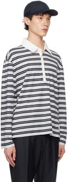 Thom Browne White & Navy Striped Polo