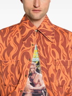 ERL Orange Fire-Print Shirt Jacket