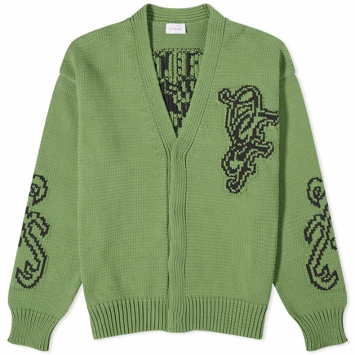 Photo: Off-White Men's Logo Chunky Cardigan in Willow Bough