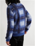 AMIRI - Logo-Intarsia Cotton and Cashmere-Blend Sweater - Blue